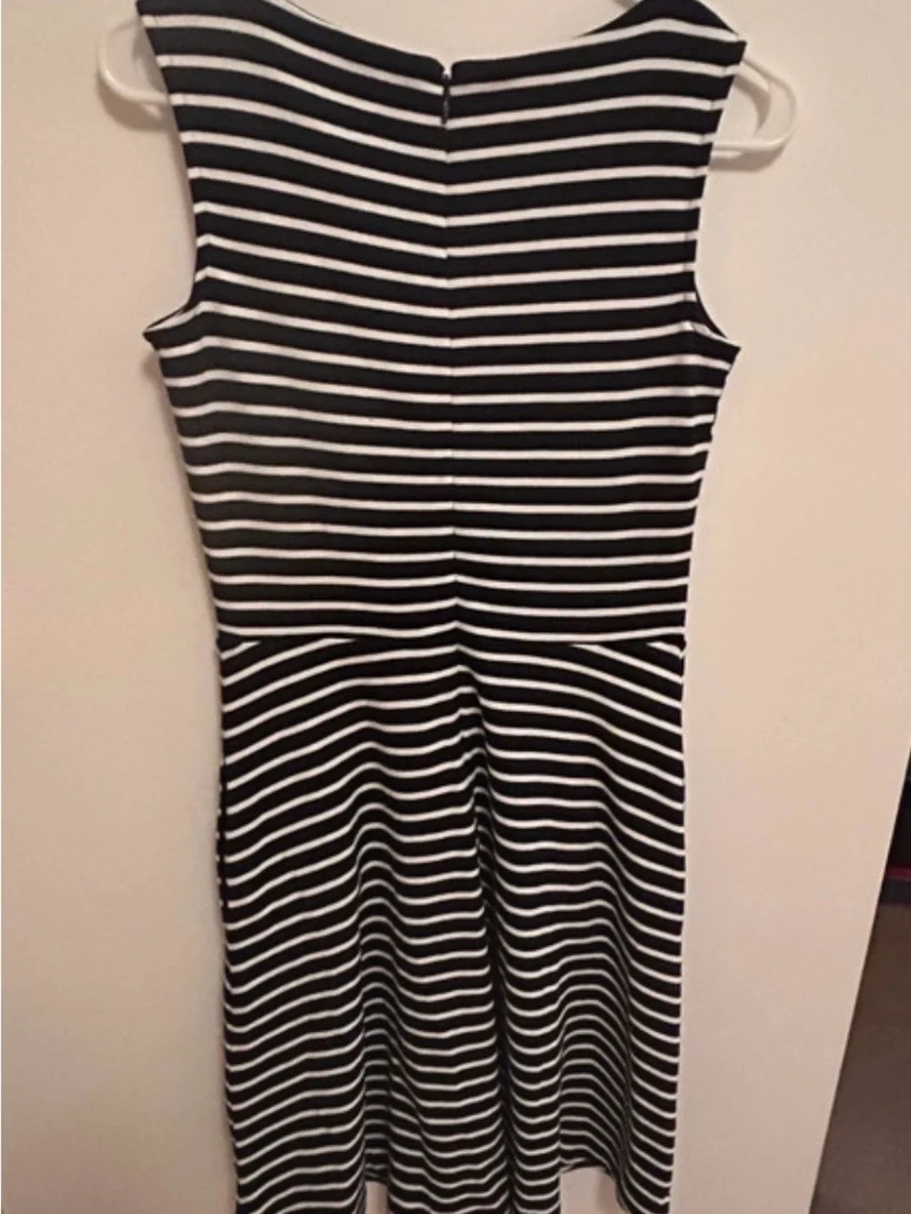 Talbots Black and White Striped Midi Dress